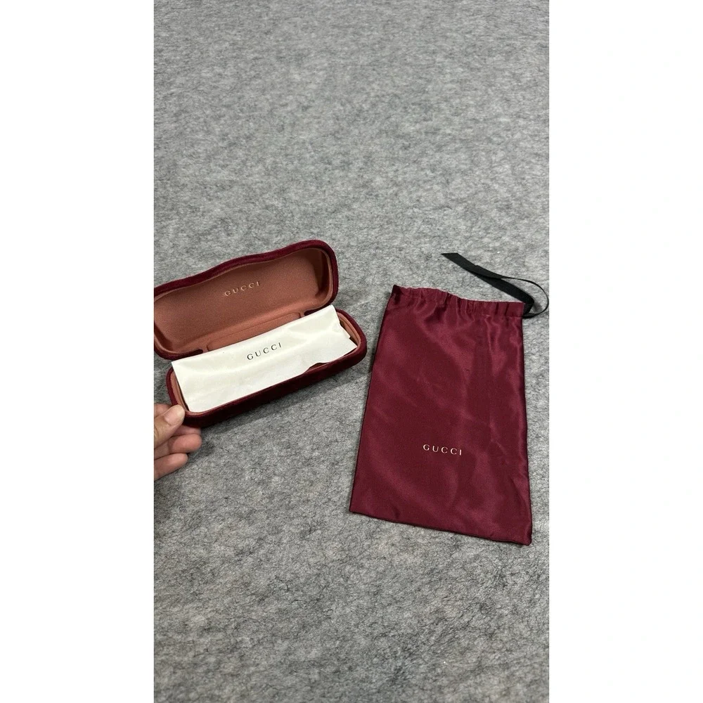 Gucci Case Burgundy Velvet Hard Sun Glasses Case Luxury Storage Box